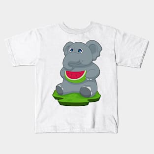 Elephant Watermelon Fruit Kids T-Shirt